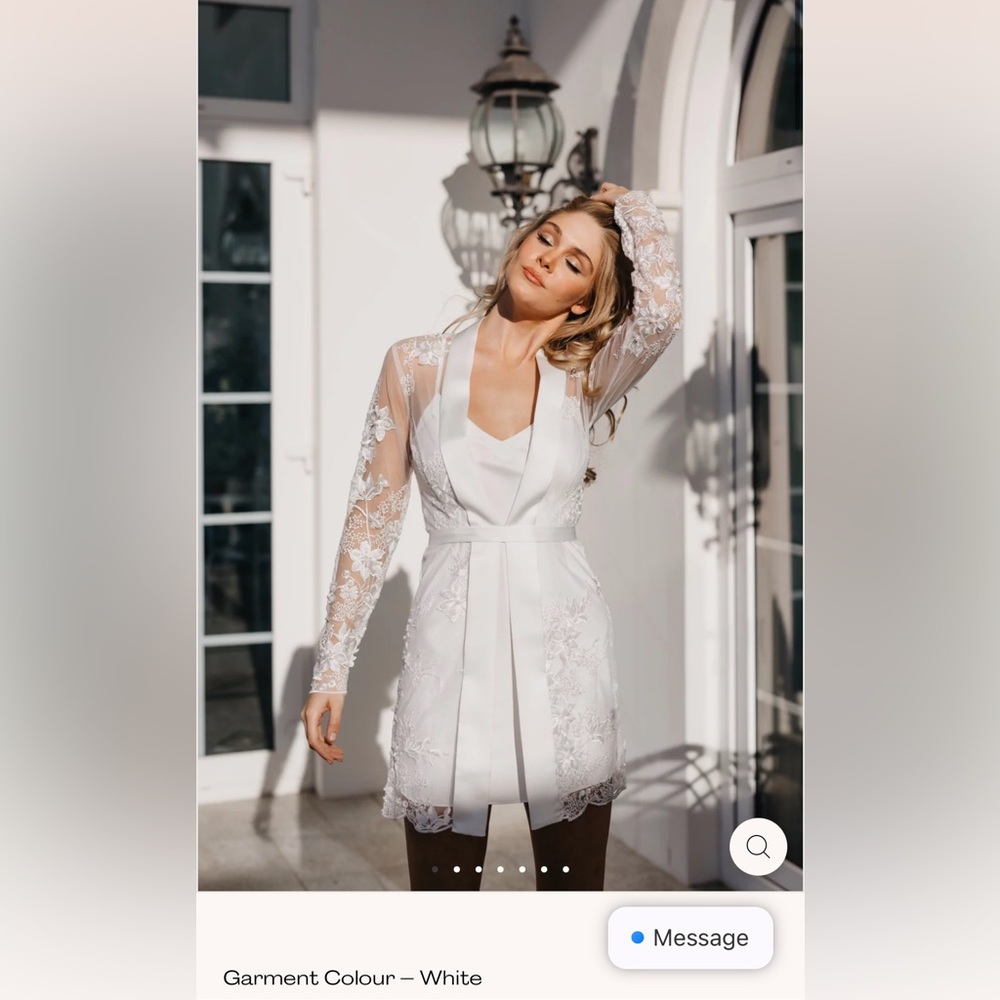 le Rose Grace Pearl Beaded Robe- includes slip